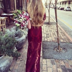 For Love & Lemons Ethereal Maxi Skirt Crimson Size S